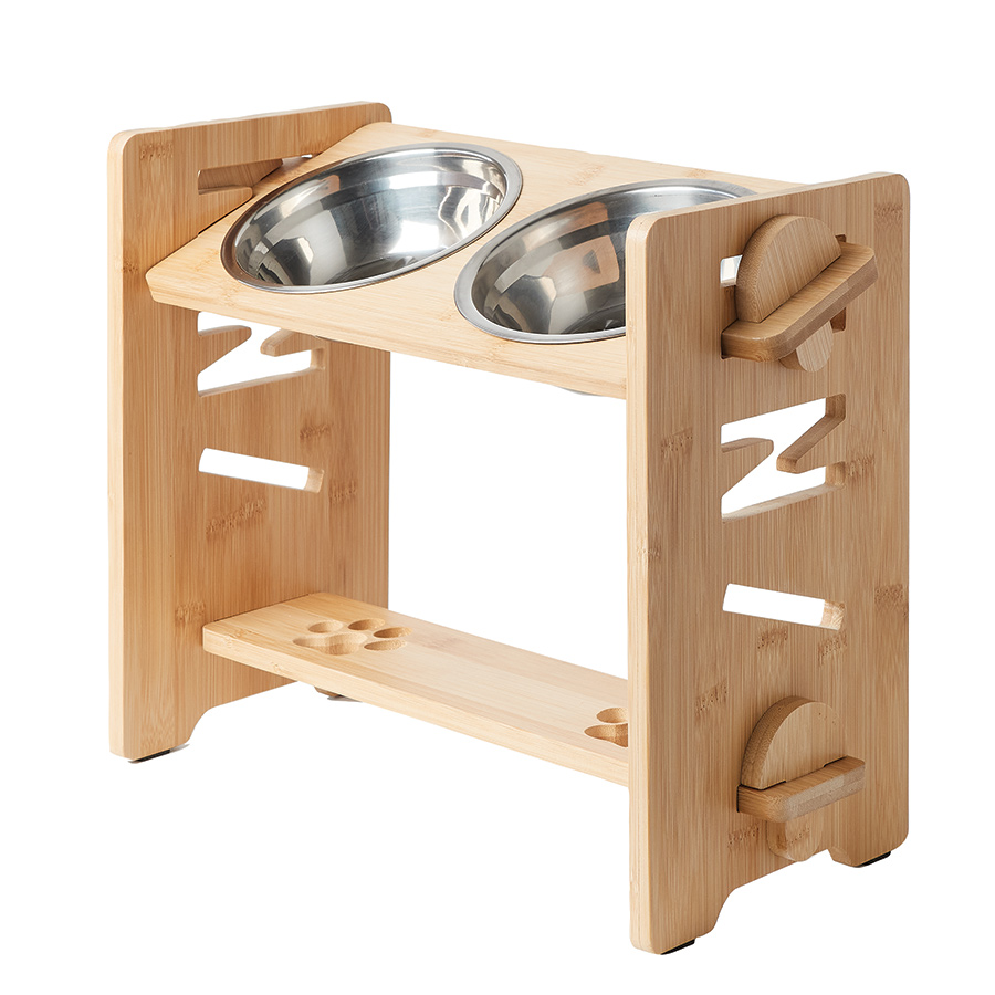 Elevated Bamboo Pet Feeder House of Pets